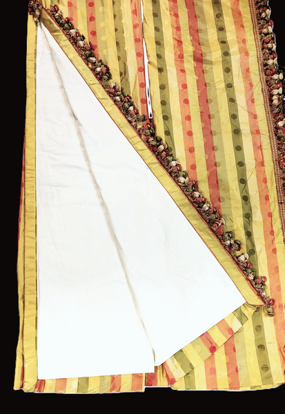 PAIR Custom Made Silk Pinch Pleated Curtain Panels Yellow Red Green