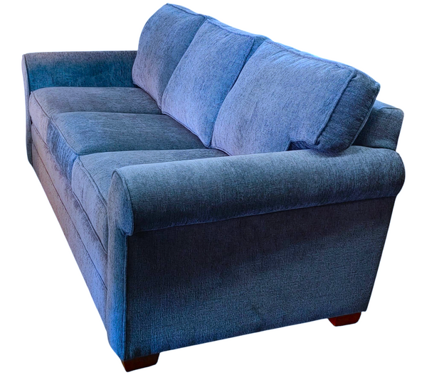 NEW Braxton Culler Blue Chenille Loose Back Sofa