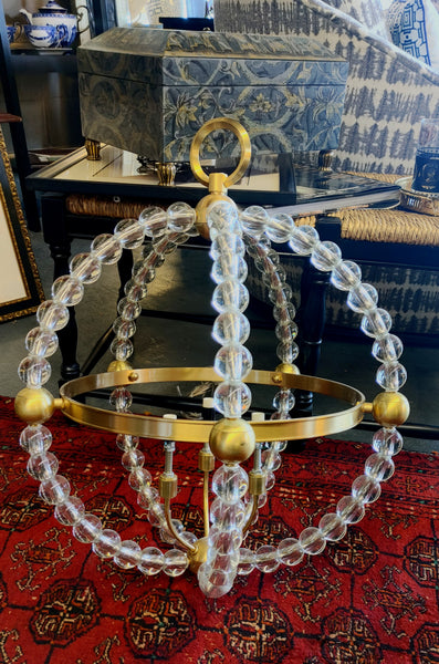 Modern Danville 3-Light Orb-Shaped Crystal and Brass Beaded Pendant Light Chandelier