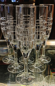 Pair RALPH LAUREN Cocktail Party Plaid Pattern Champagne Flutes