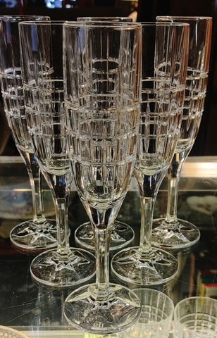 Pair RALPH LAUREN Cocktail Party Plaid Pattern Champagne Flutes