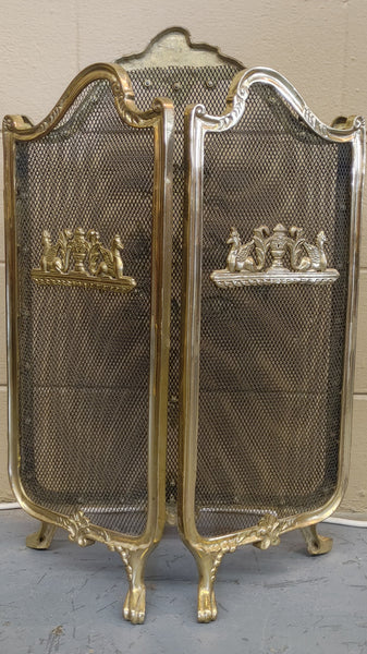 Vintage Brass French Provincial Style Fire Screen