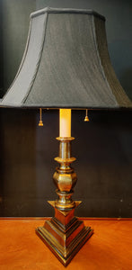 Vintage 1970s Brass Stiffel Double Socket Candlestick Lamp