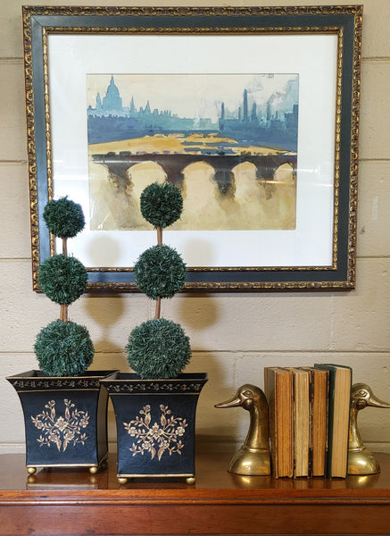 Paris Impressionist Cityscape Water Color Print Framed