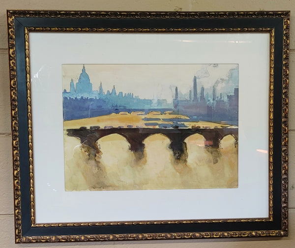 Paris Impressionist Cityscape Water Color Print Framed