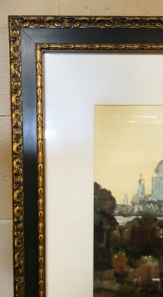London Impressionist Cityscape Water Color Print Framed
