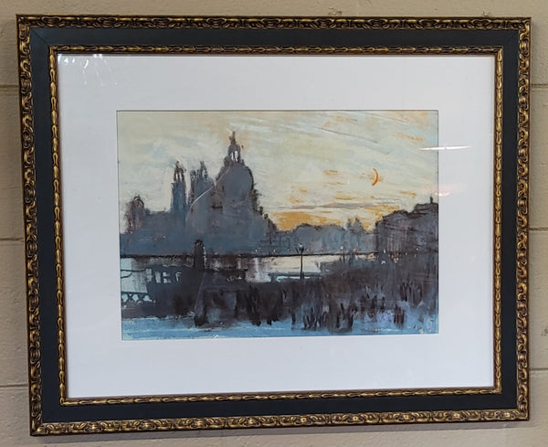 Venice Impressionist Cityscape Water Color Print Framed