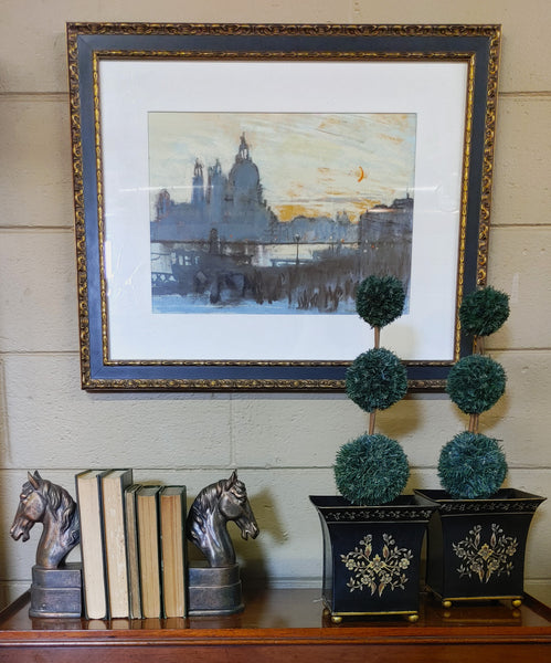 Venice Impressionist Cityscape Water Color Print Framed