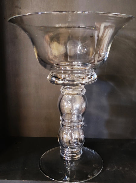 Tall 15.5" Hand blown Glass Pedestal Bowl Vase Floating Candle Holder Wedding Centerpiece