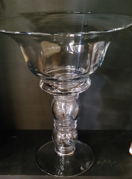 Tall 15.5" Hand blown Glass Pedestal Bowl Vase Floating Candle Holder Wedding Centerpiece