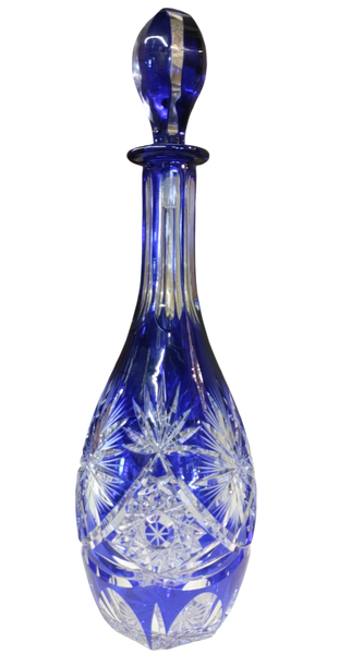 Nachtmann Bleinkristall Cobalt Cut to Clear Crystal Decanter Set - 7 pc