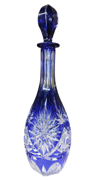 Nachtmann Bleinkristall Cobalt Cut to Clear Crystal Decanter Set - 7 pc