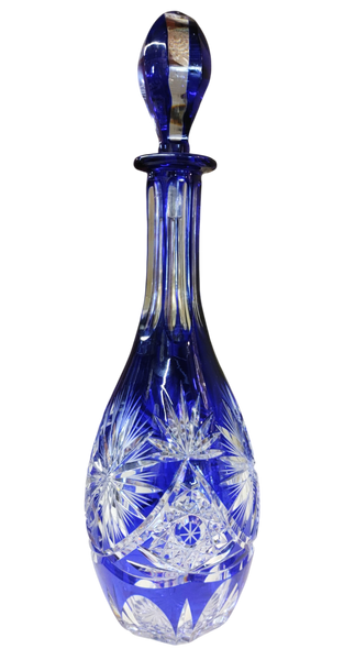 Nachtmann Bleinkristall Cobalt Cut to Clear Crystal Decanter Set - 7 pc