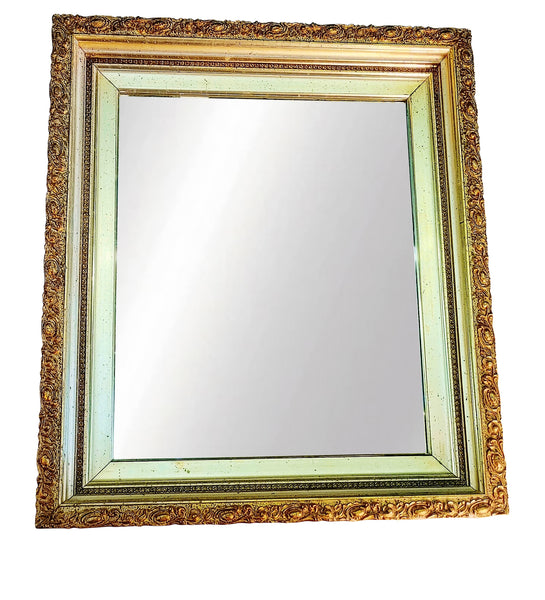 Antique Plaster & Wood Wall Mirror Gold Champagne