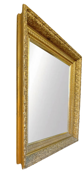 Antique Plaster & Wood Wall Mirror Gold Champagne