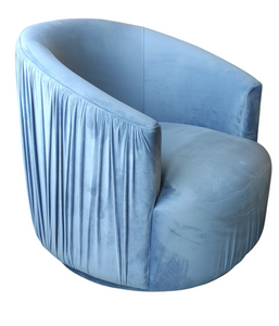 TOV Swivel Velvet Barrel Chair London Blue