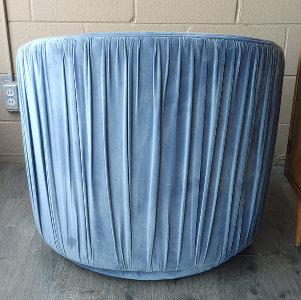 Pleated Velvet Barrel Chair London Blue TOV Furniture