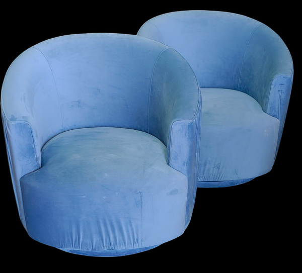 Pleated Velvet Barrel Chair London Blue TOV Furniture