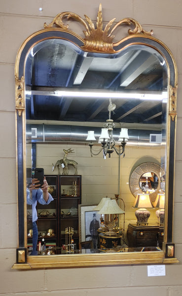 1960s Carvers Guild Black Gold Wall Mirror