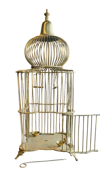 Brass Bird Cage Vintage Ethan Allen Quaterfoil Dome Top