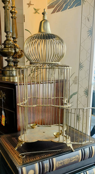 Brass Bird Cage Vintage Ethan Allen Quaterfoil Dome Top
