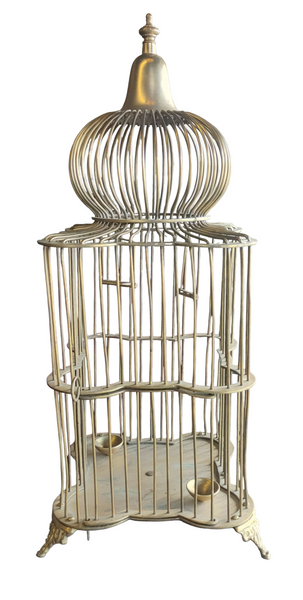 Brass Bird Cage Vintage Ethan Allen Quaterfoil Dome Top