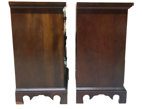 Craftique Mahogany Chippendale 3-Drawer Nightstand Side Tables