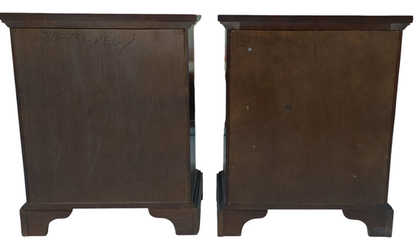Craftique Mahogany Chippendale 3-Drawer Nightstand Side Tables
