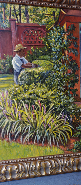 Signed Original Oil on Board "Gardener" Curtis R. Harley SC Arist