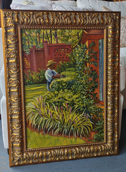 Signed Original Oil on Board "Gardener" Curtis R. Harley SC Arist