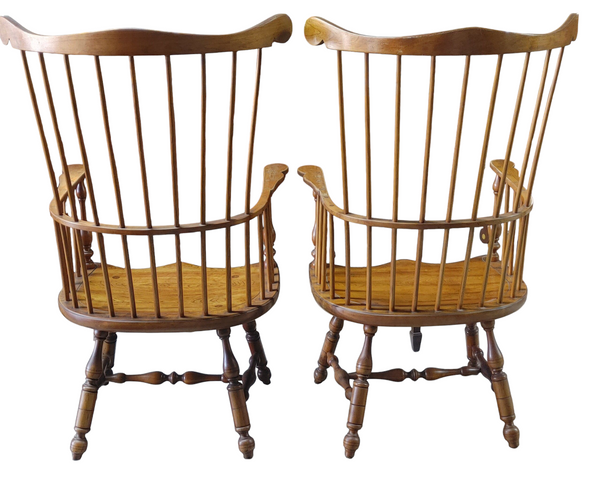 PAIR Stickley Cherry Windsor Arm Chairs