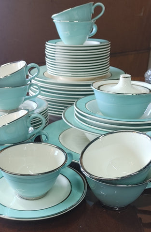 Vintage Colonial Platinum Blue Dinnerware by Taylor, Smith & Taylor