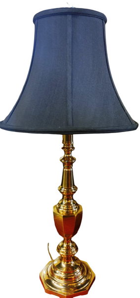 PAIR Vintage Brass Petite Buffet Lamps Black Lamp Shade