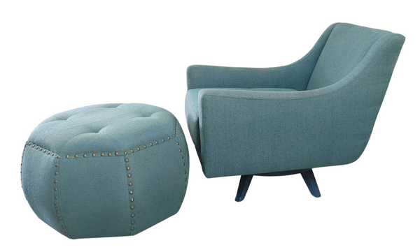 Sam Moore Retro Swivel Lounge Chair & Ottoman