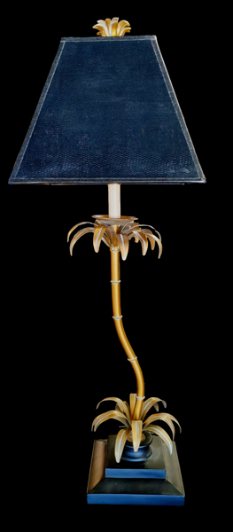 Designer Black Gold Palm Tree Table Lamp