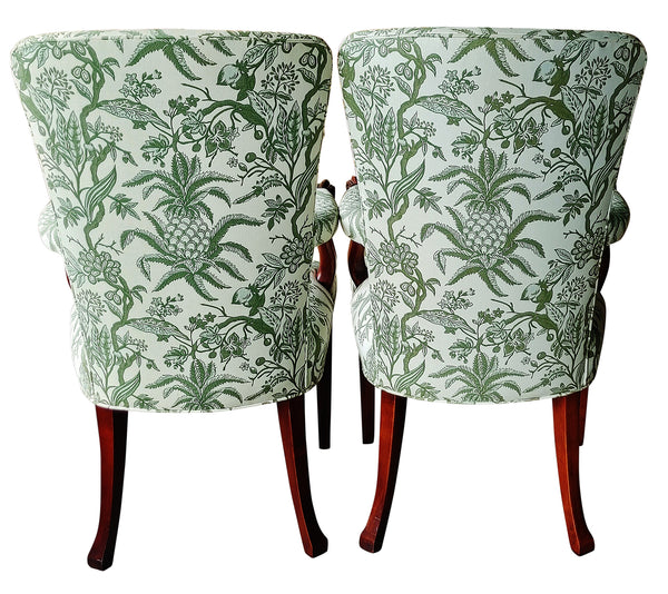 French Style Louis XV Upholstered Arm Chairs - A Pair