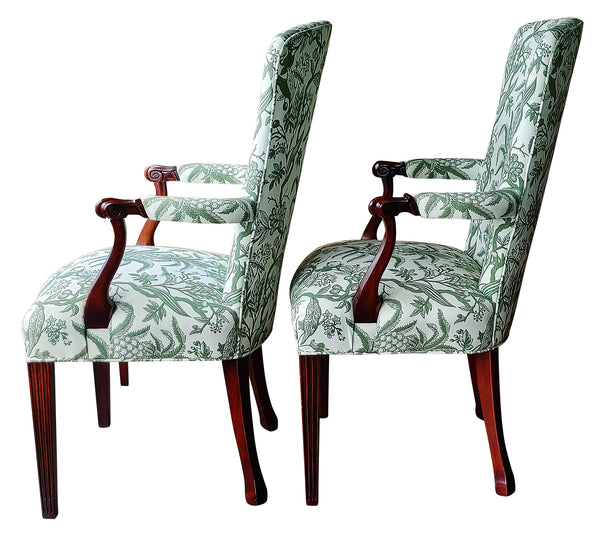 French Style Louis XV Upholstered Arm Chairs - A Pair