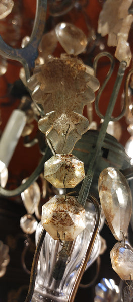 Vintage French Style Bronze and Crystal 12 Light Chandelier