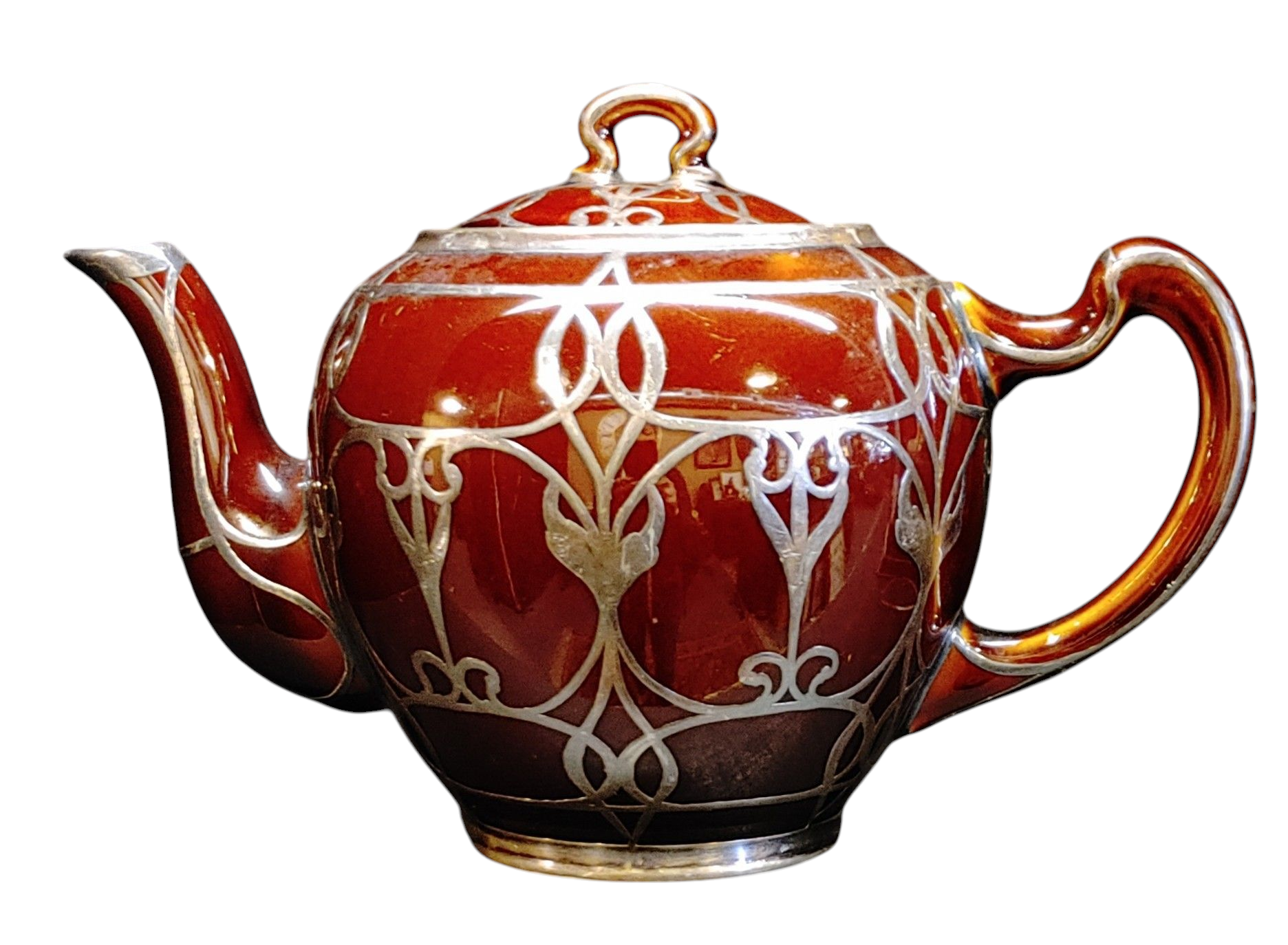 Antique Teapot Lenox Sterling Silver Chocolate Glazed