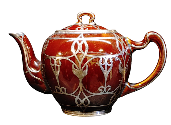 Antique Teapot Lenox Sterling Silver Chocolate Glazed