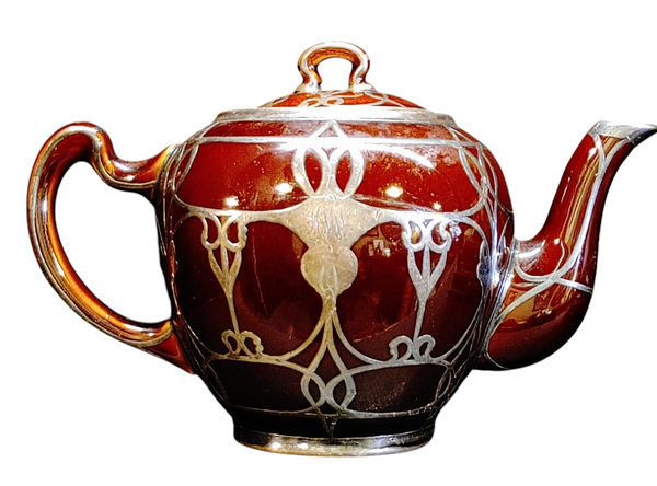 Antique Teapot Lenox Sterling Silver Chocolate Glazed
