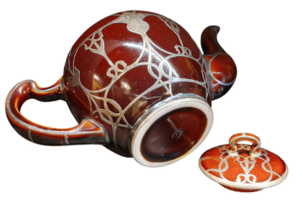 Antique Teapot Lenox Sterling Silver Chocolate Glazed