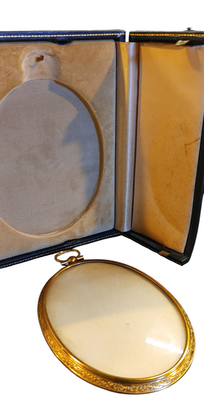 Antique Miniature Portrait Photo Frame Pendant Gold Plated With Case