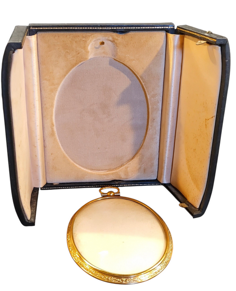 Antique Miniature Portrait Photo Frame Pendant Gold Plated With Case