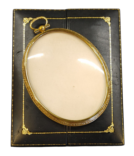 Antique Miniature Portrait Photo Frame Pendant Gold Plated With Case