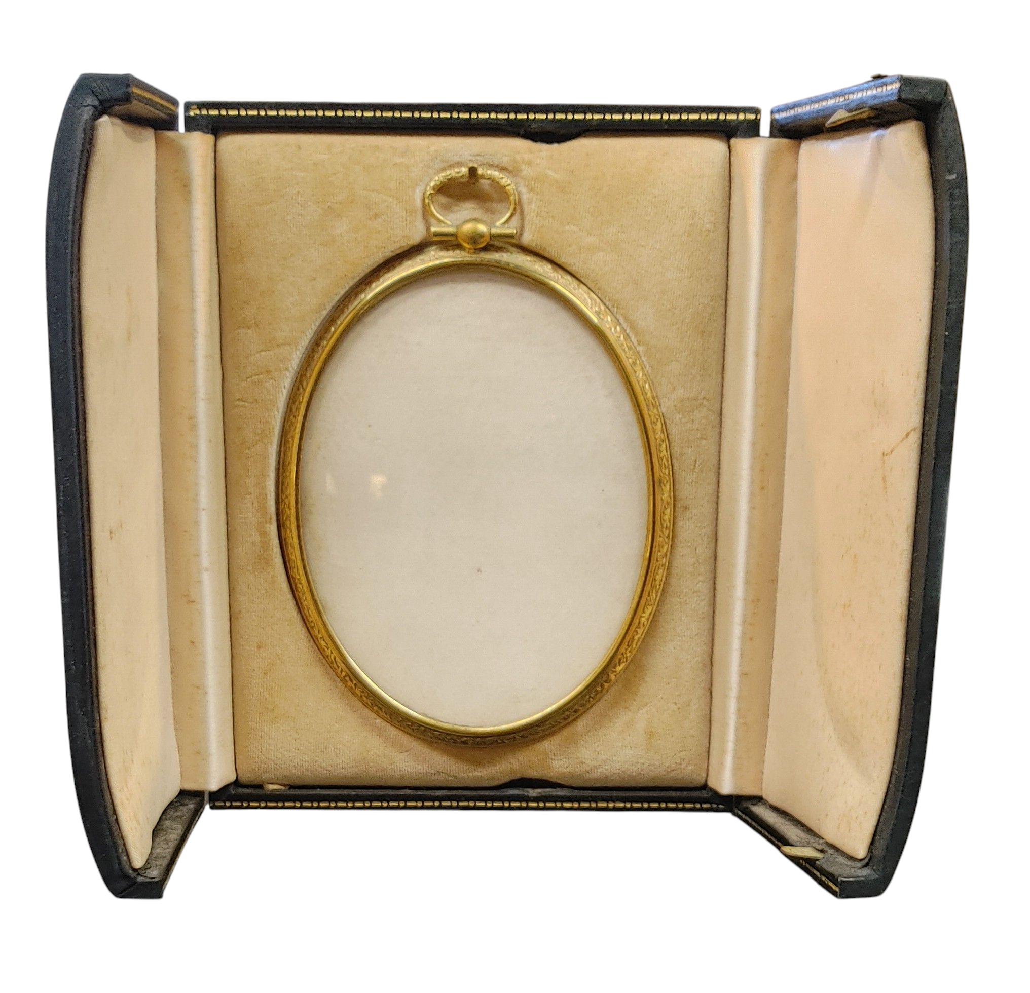 Antique Miniature Portrait Photo Frame Pendant Gold Plated With Case