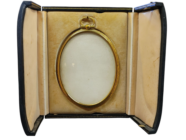 Antique Miniature Portrait Photo Frame Pendant Gold Plated With Case