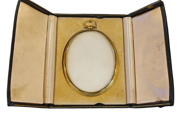 Antique Miniature Portrait Photo Frame Pendant Gold Plated With Case