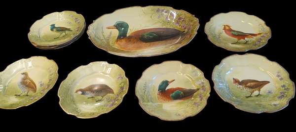Late 19th Century Limoges Game Bird Set Dinnerware - 9 Pieces