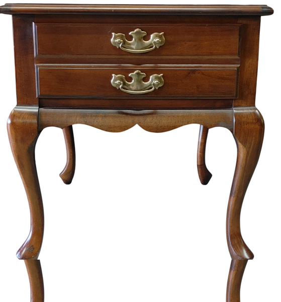 Vintage Cherry Queen Anne End Tables Hammary Furniture Company - A Pair